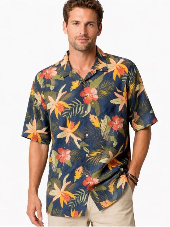 Tommy Bahama Other - Tommy Bahama 100% Silk Multicolor Floral Hawaiian Shirt Short Sleeve Size XL